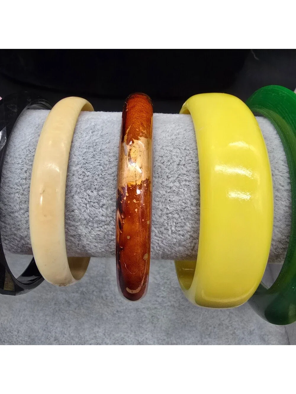 Vintage Plastic Bangle Bracelet Lot 7 Mid Century Style Lucite Acrylic Stack